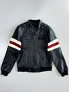 Vintage Racing Leather Jacket Black White Red Stripe Chicago Bulls (S)