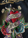 Ed Hardy by Christian Audigier Tiger & True Love Graphic Full-Zip Hoodie  W/ Rhinestones (XS)