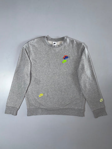 Nike Grey Multi-Swoosh Embroidered Crewneck Sweatshirt Size (L)
