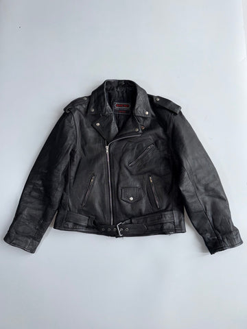 Marcady Genuine Cowhide Leather Biker Jacket (XL)
