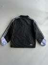Reversible Jacket | Nylon Windbreaker & Fleece | Black with White Stripe Sleeves | Inspired Piece (S/M)
