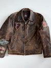 Vintage R.B.C Distressed Leather Racing Patch Motorcycle Jacket(Xl)