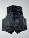 Vintage Genuine Leather Button-Up Vest  (L)