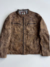 Angelo Litrico Crafted Goods Distressed Brown Leather Moto Jacket (XL)