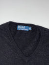 Vintage 90s Polo by Ralph Lauren Black V-Neck Knit Sweater – Purple Pony (XL)