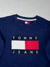 Vintage Tommy Jeans Navy Blue Flag Logo Sweatshirt (XL)