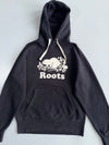 Roots Canada Black Beaver Logo Hoodie (L)