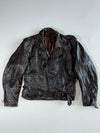 Distressed Brown Leather Double Rider Biker Jacket (2XL)