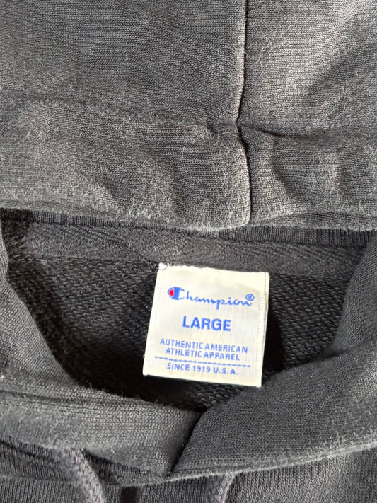 Champion Black Script Logo Pullover Hoodie – Size (M)