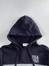 USA Mirror Print Colour Block Pullover Hoodie (L)