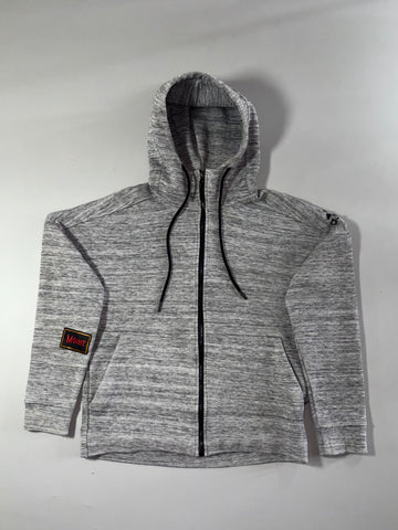 Adidas Grey Melange Full-Zip Hoodie with Patch Detail (M)