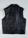 Black Leather Asymmetric Biker Vest (L)