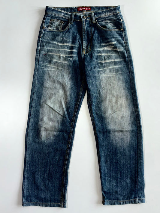 Sheng Yue Han Dragon Embroidered Baggy Jeans(W:30 |L:37)