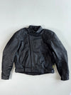 Vintage Black Leather Motorcycle Biker Jacket with CE Protection(M/L)