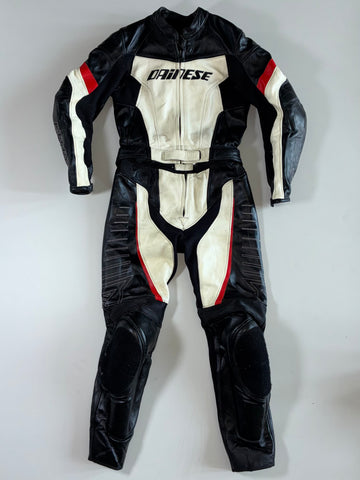 Dainese Tricolor Racing Leather Suit (Knee Padded / Back Hump) (Jacket Size :XS) (W:28|L:37)