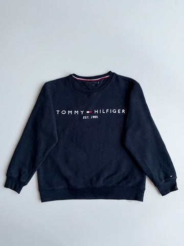 Tommy Hilfiger Essential Logo Black Crewneck Sweatshirt(M)
