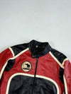 Vintage 80s Jumbo Red, Black & White Leather Racing Jacket – Elephant Logo Patch (XS)