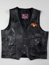 Vintage Leather Club Black Leather Biker Vest – Daytona '00 Eagle Patch (M)