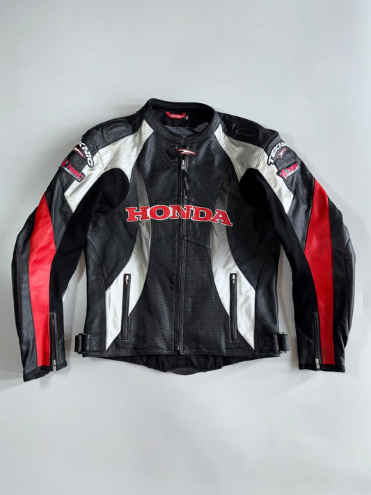 Honda x Teknic “Engineered to Win” Vintage Leather Moto Racing Jacket (M)