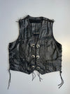 ZPremium Black Leather Bike Vest -Eagle Design (M/L)