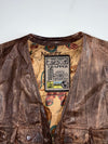 Trapper Distressed Multi-Pocket Leather Utility Vest (L)