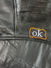Daly Orange & Black Checkered Cafe Racer Leather Jacket (M)