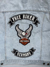 Lee Vintage Light Wash Patched Denim Biker Vest (XL)