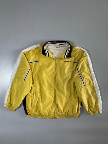 Reebok Vintage Windbreaker  Mustard Yellow Retro Stripe Trim (2XL/3XL)