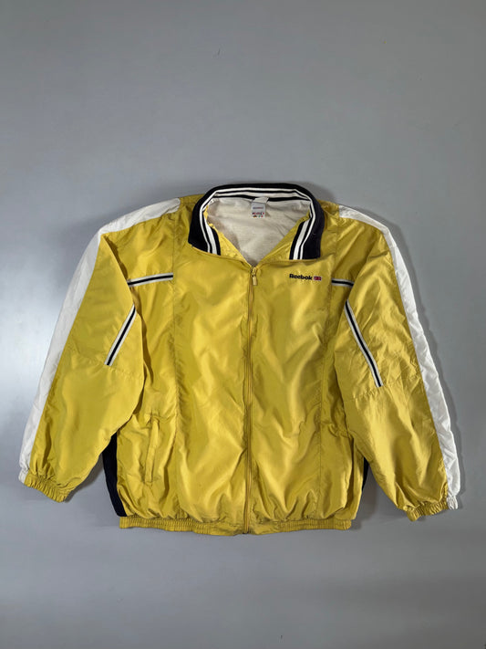 Reebok Vintage Windbreaker  Mustard Yellow Retro Stripe Trim (2XL/3XL)