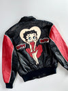 Vintage 90s Betty Boop American Toons by Excelled Black & Red Leather Varsity Bomber Jacket (M)