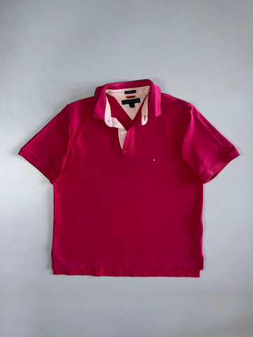 Tommy Hilfiger Trim Fit Flag Logo Polo Shirt
Hot Pink — Striped Collar Detail (L)