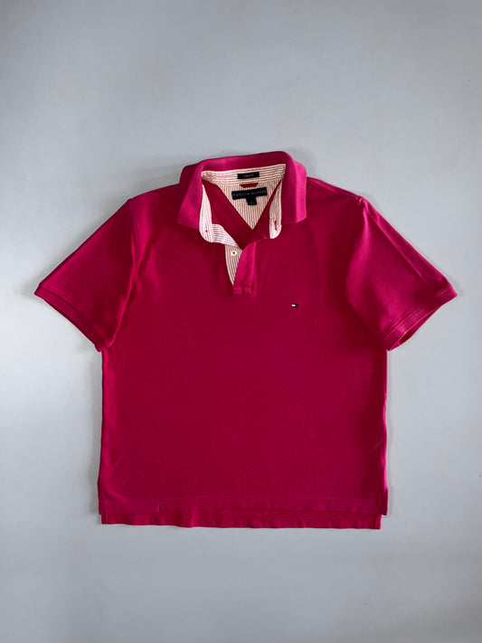 Tommy Hilfiger Trim Fit Flag Logo Polo Shirt
Hot Pink — Striped Collar Detail (L)