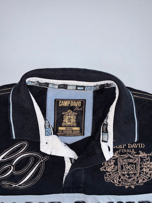 Camp David Black Colourblock Tennis Polo (XL/2XL)