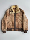Shepherd Genuine Leather Shearling Fur Collar Bomber Jacket (M/L)