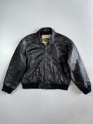 90s Vintage Diesel | Genuine Leather Bomber Jacket (XL)