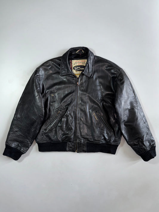 90s Vintage Diesel | Genuine Leather Bomber Jacket (XL)