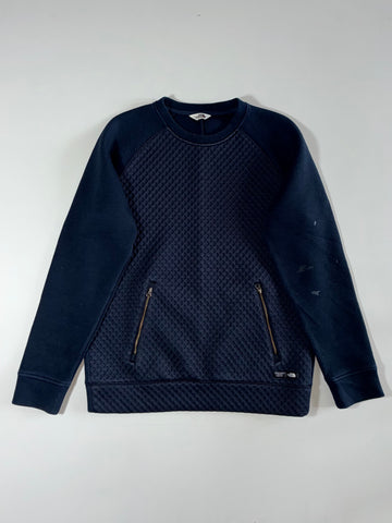 The North Face Waffle Knit Zip-Pocket Sweatshirt – Navy (S)