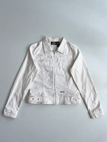 Harley-Davidson Women's Cream Belted Zip-Up Jacket (M)