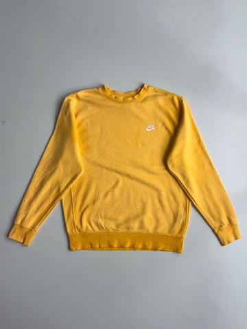 Nike Embroidered Swoosh Crewneck Sweatshirt Yellow (L)