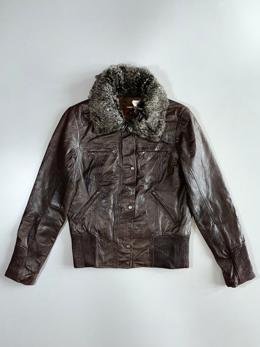 Danier Premium Original Leather Jacket (Detechable Furr Coller ) (S)