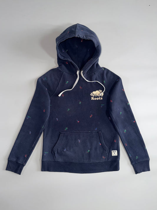 Roots | Navy Print Hoodie | (XS)