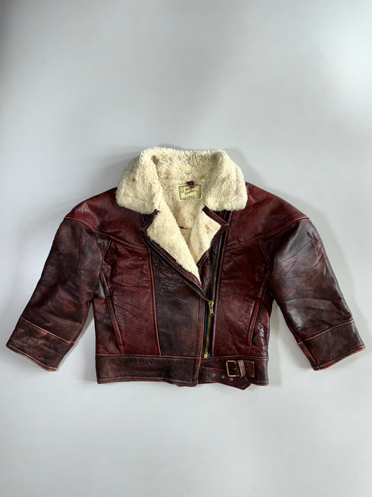 Vintage Premium Heavy Leather Jacket (Furr Inside) (S/M)