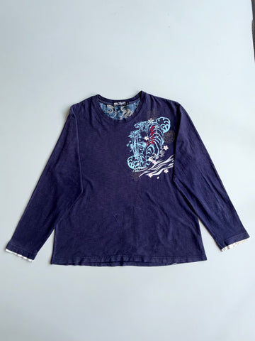 Big Train Osaka Japanese Tiger Souvenir Long Sleeve – Navy (2XL)
