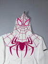 Battlekid Spider-Web Embroidered Full-Zip Hoodie – White/Pink (2XL)