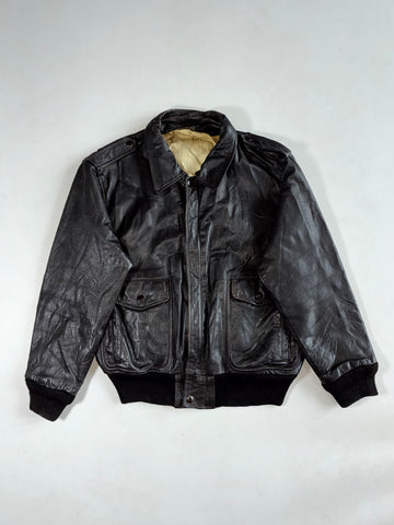 Vintage Dark Brown Leather A-2 Flight Bomber Jacket (XL)