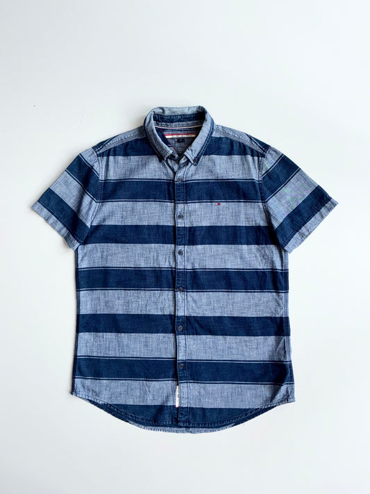 Tommy Hilfiger | Indigo Wide Stripe Chambray Shirt | (M)