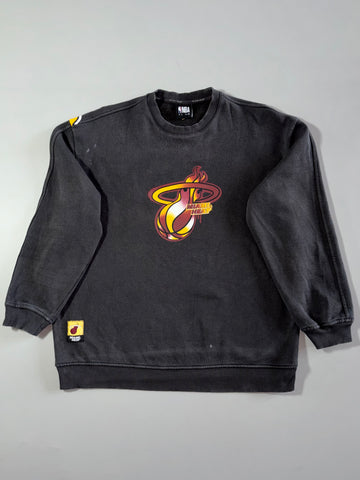 NBA Miami Heat Faded Black Graphic Crewneck Sweatshirt (XL)