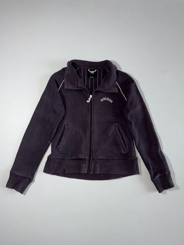 Adidas Retro Full-Zip Ribbed Collar Track Sweatshirt – Washed Charcoal (S)
