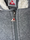 Le Coq Sportif Grey Sherpa Lined Zip-Up Hoodie – Chenille Rooster Logo (S)