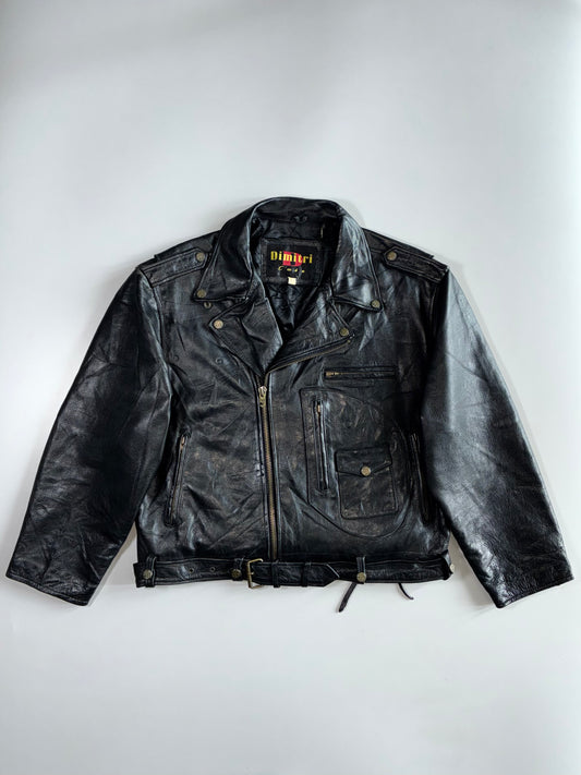 Vintage Dimitri Cuir Nickel Pure Leather Heavy Jacket (Xl)